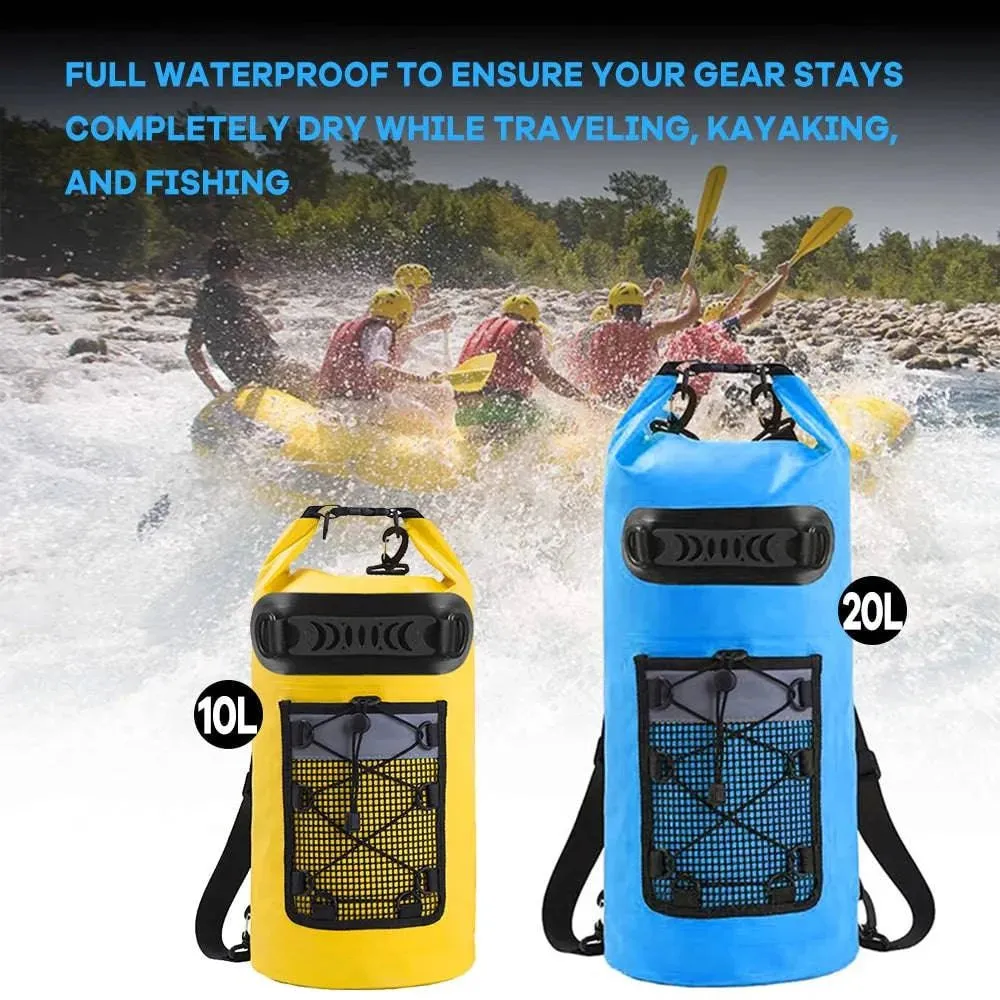 20L Floating Waterproof Dry Backpack PVC Drifting Bag with Adjustable Shoulder Straps for Swimming Rafting Outdoor Kayak Fishing