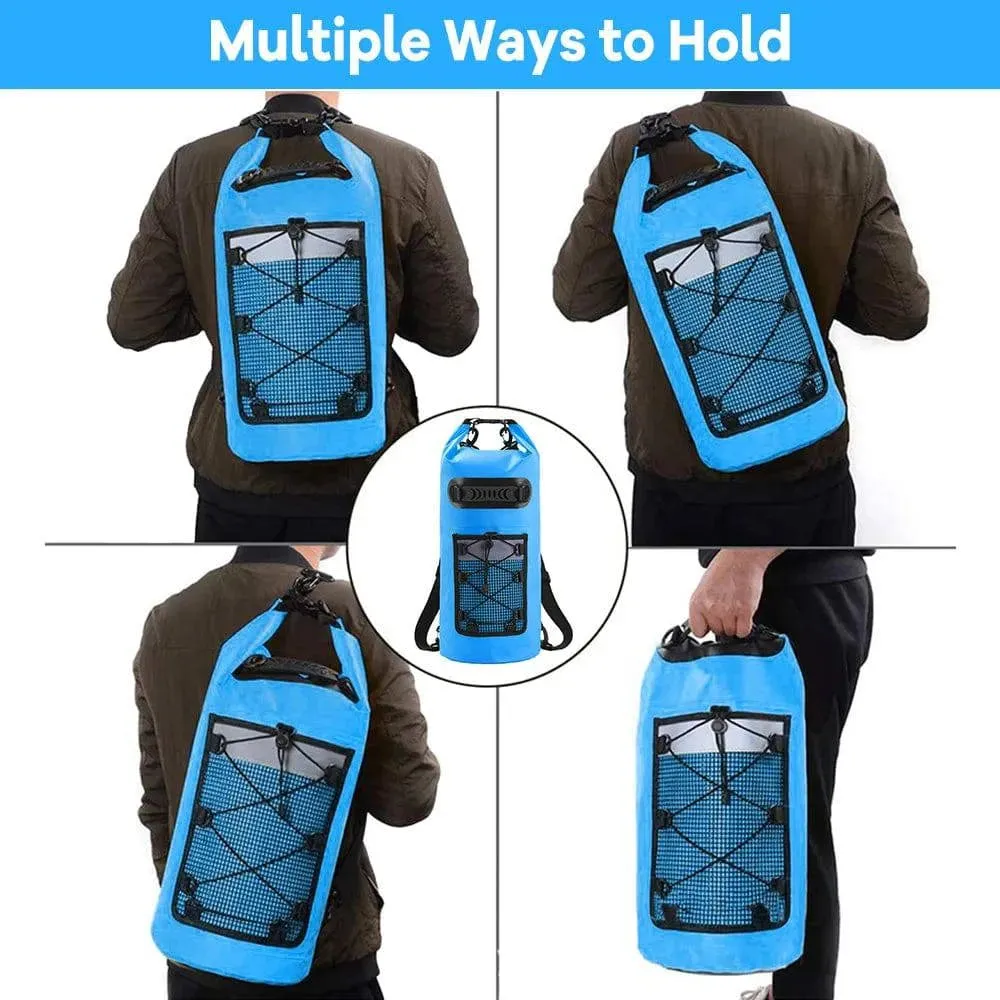 20L Floating Waterproof Dry Backpack PVC Drifting Bag with Adjustable Shoulder Straps for Swimming Rafting Outdoor Kayak Fishing