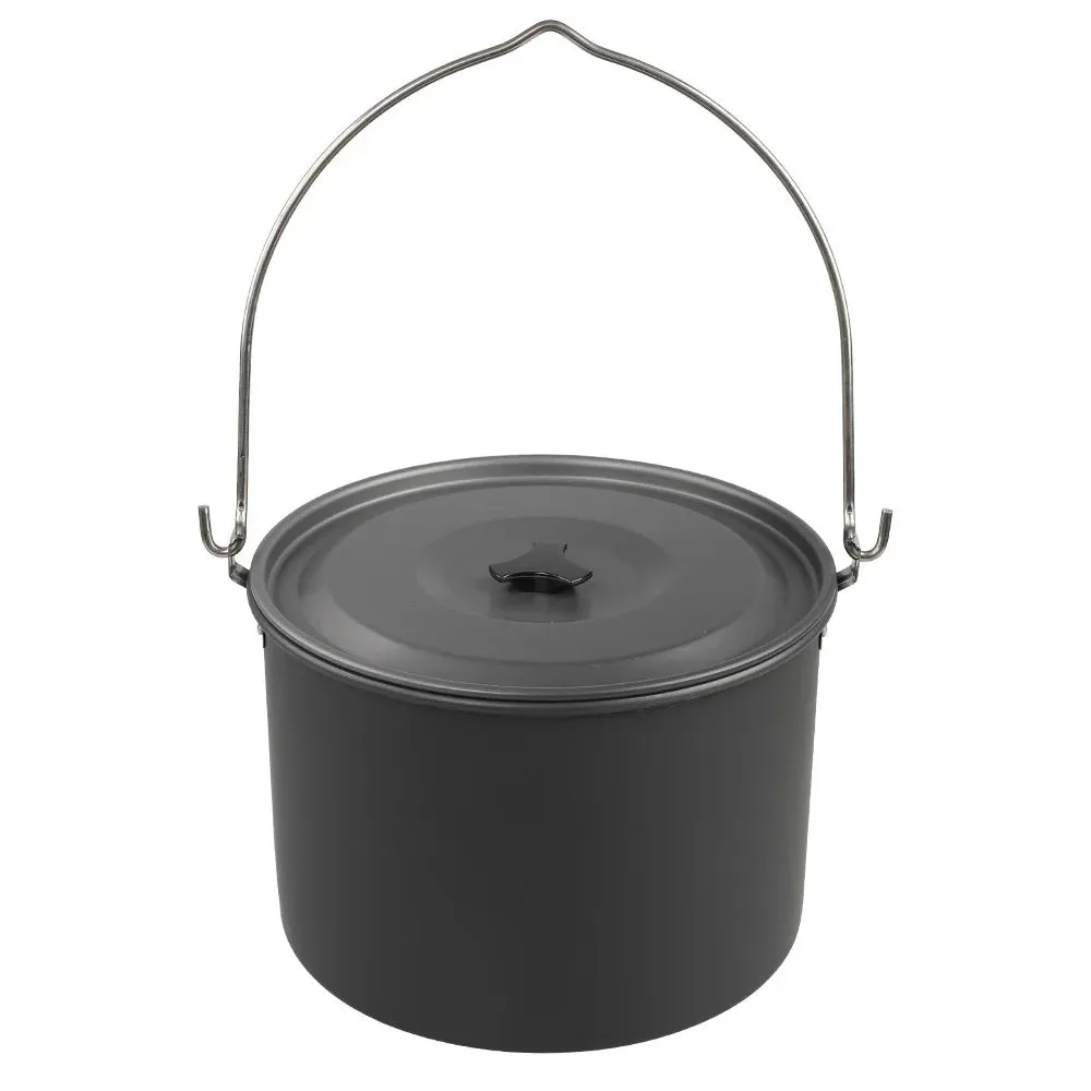 8L Cooking Pot Large Capacity Camping Hanging Pot with Lid Outdoor Cookware for 8-10 Person Camping Hiking Fishing Climbing