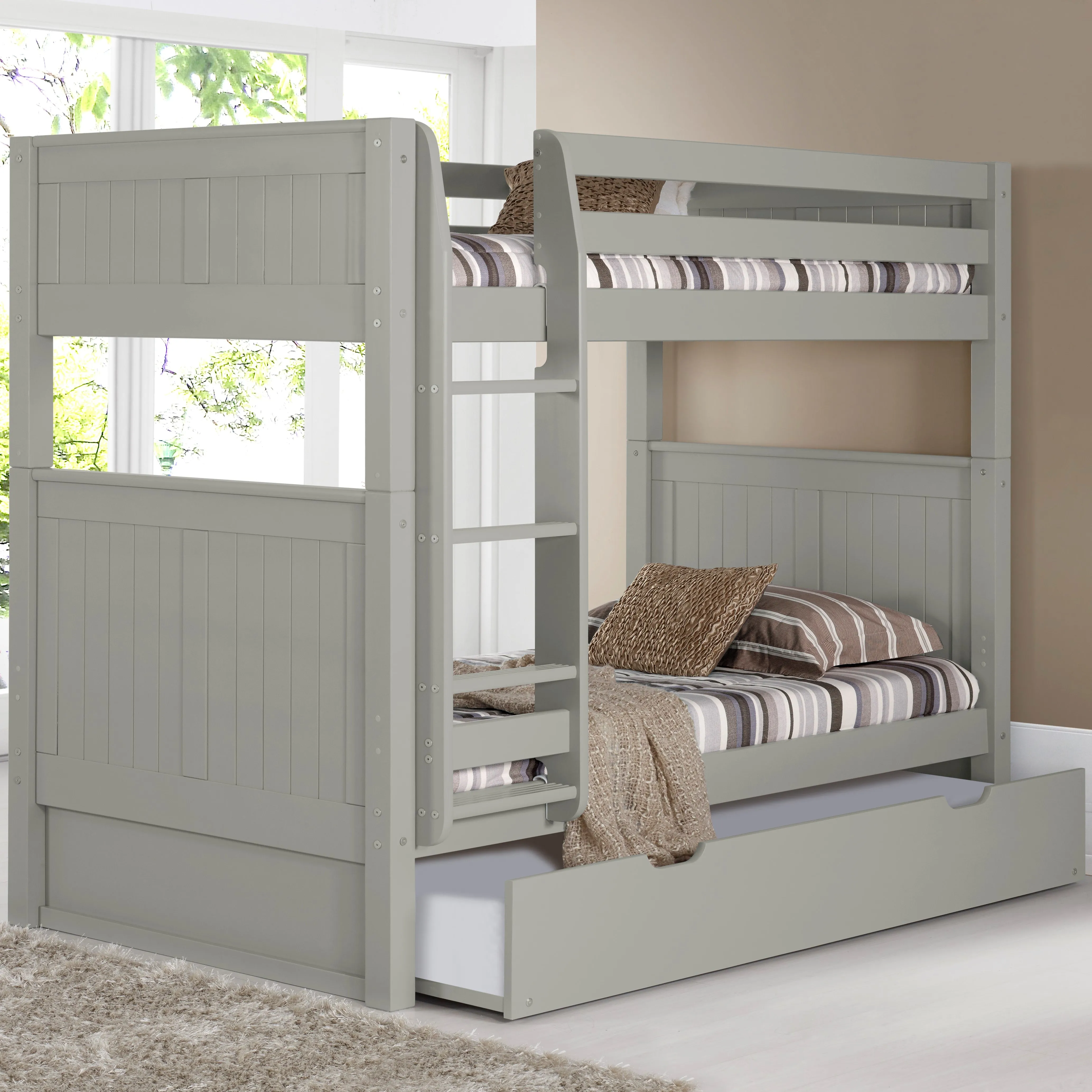 Camaflexi Twin over Twin Bunk Bed - Panel Headboard - 2 Color Options