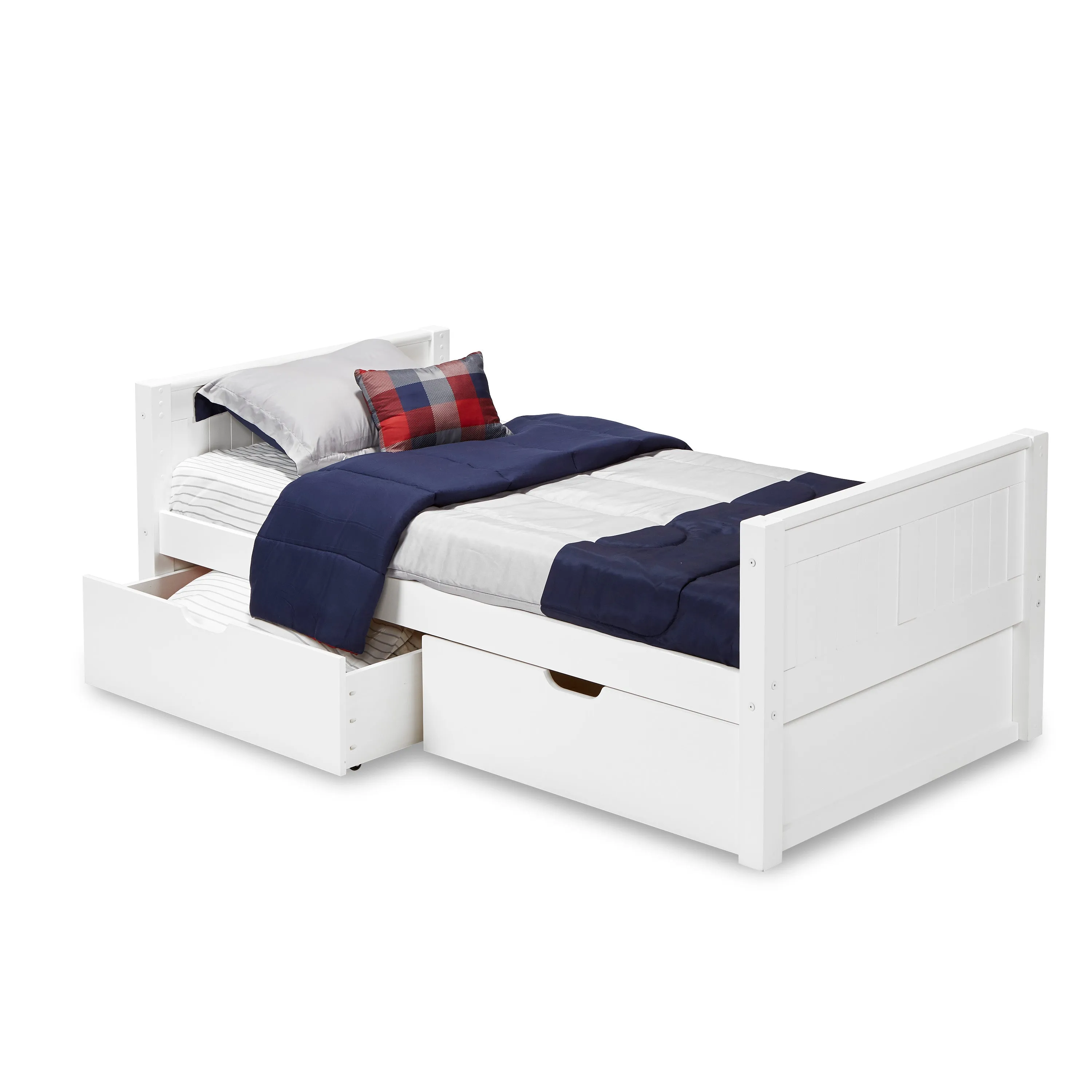 Camaflexi Twin Size Platform Bed - Panel Headboard - 2 Color Options