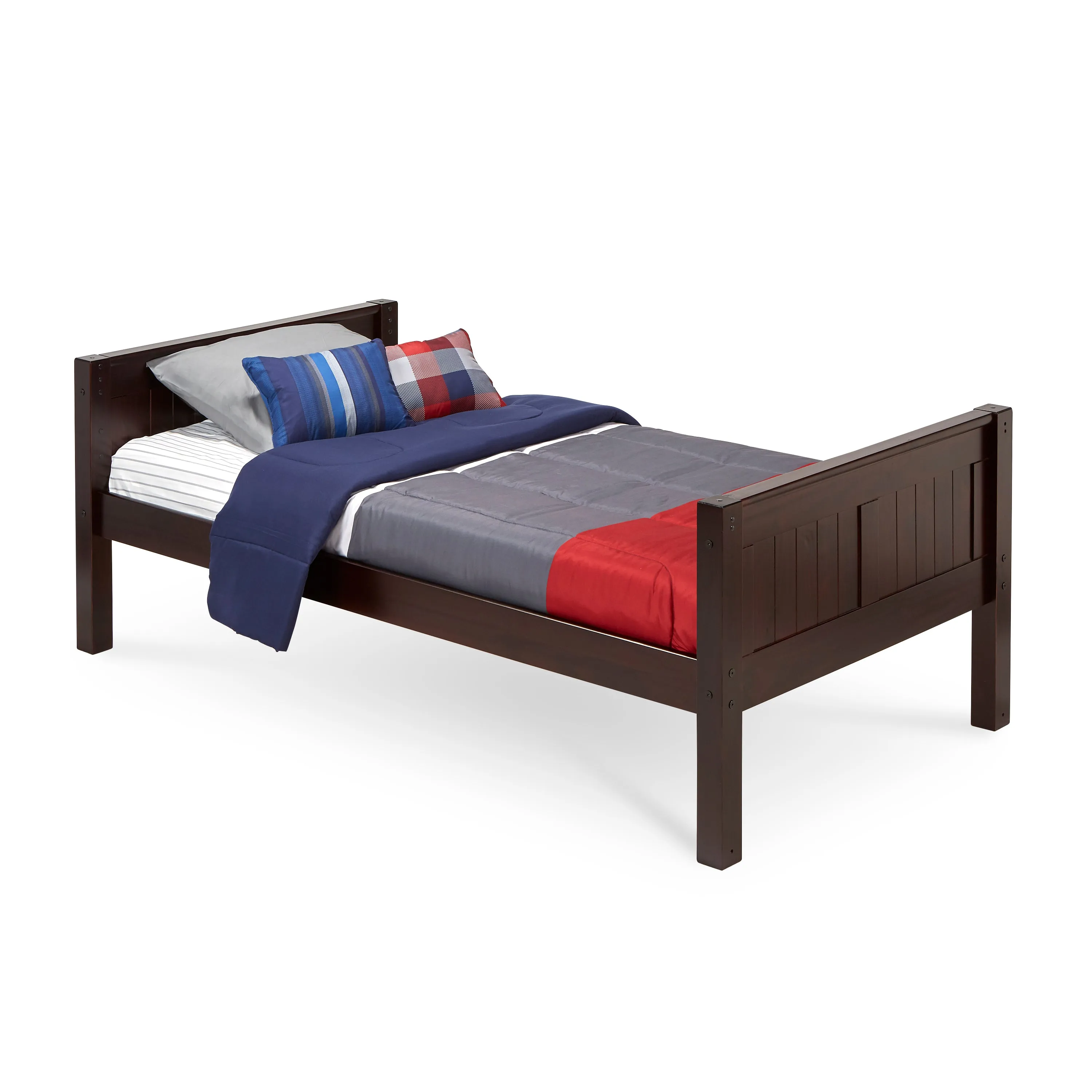 Camaflexi Twin Size Platform Bed - Panel Headboard - 2 Color Options