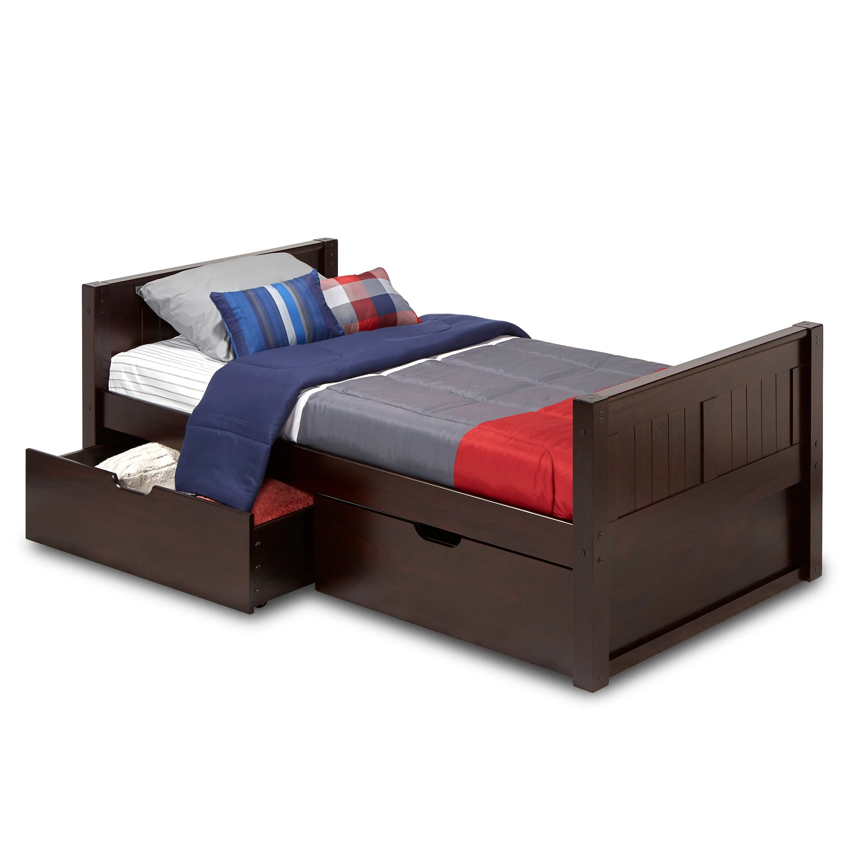 Camaflexi Twin Size Platform Bed - Panel Headboard - 2 Color Options
