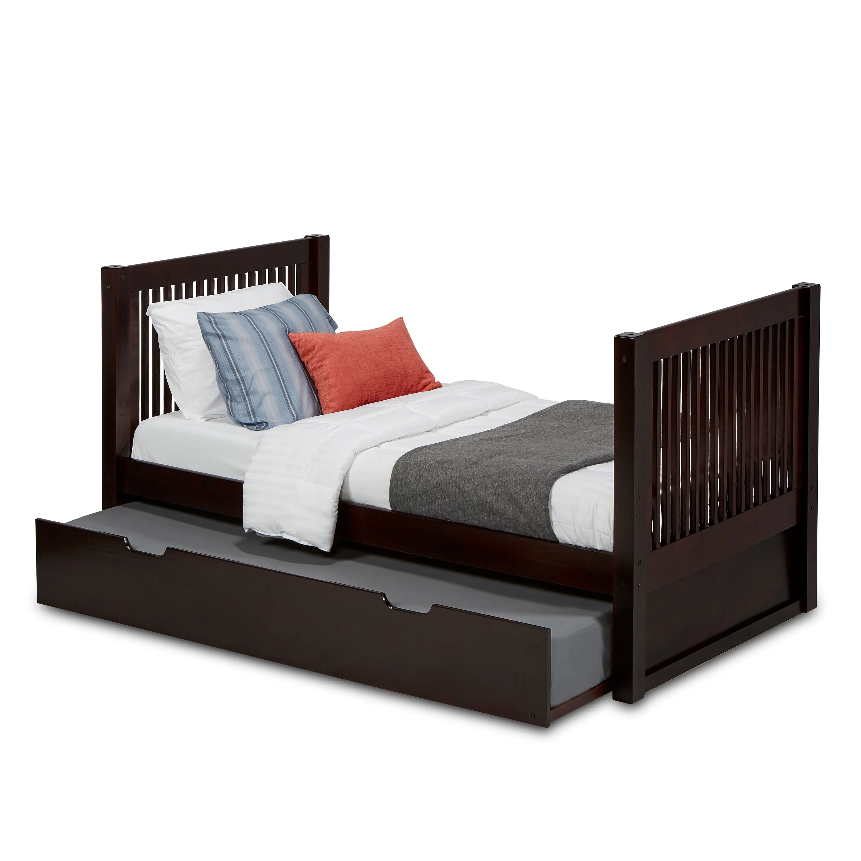 Camaflexi Twin Size Tall Platform Bed - Mission Headboard - 2 Color Options