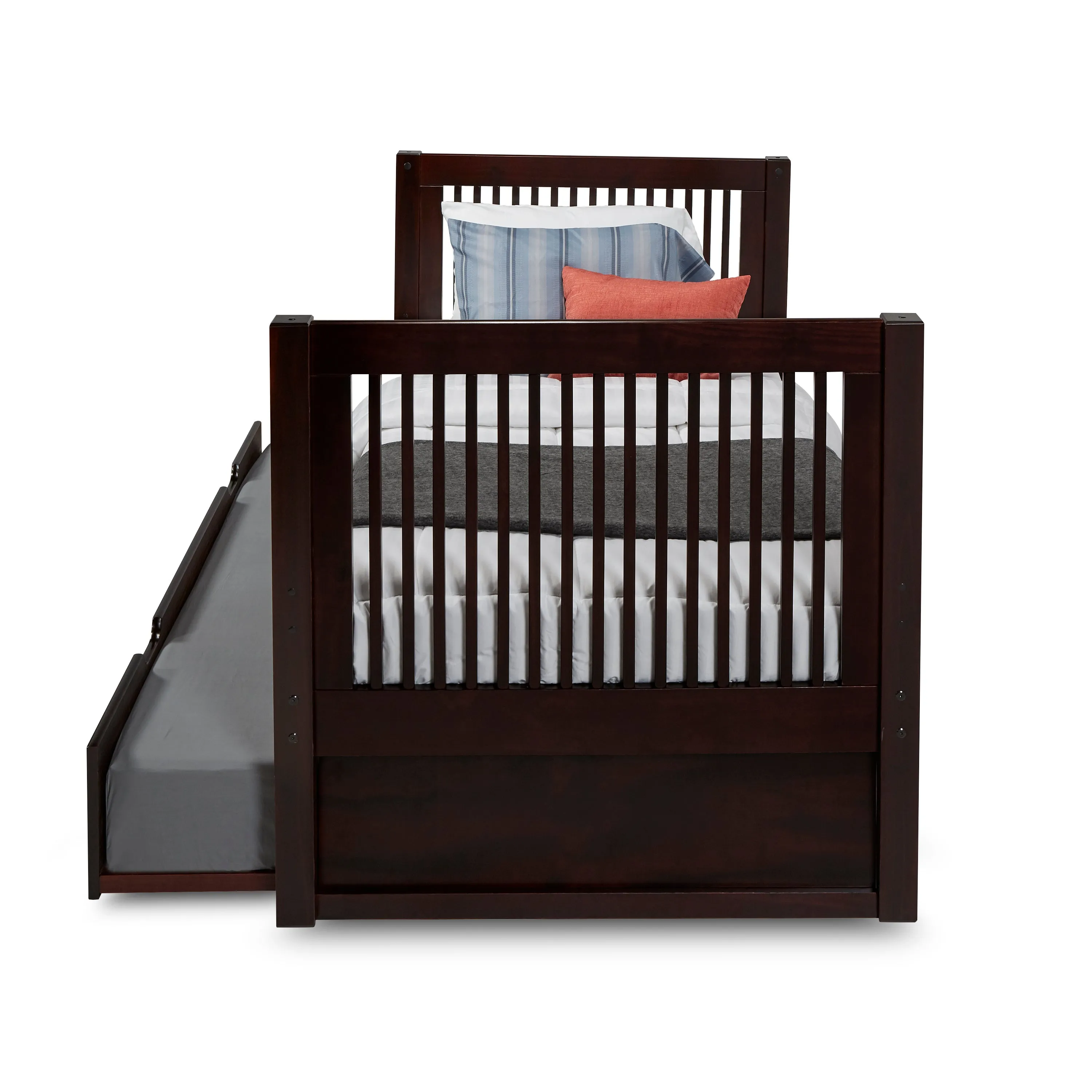 Camaflexi Twin Size Tall Platform Bed - Mission Headboard - 2 Color Options