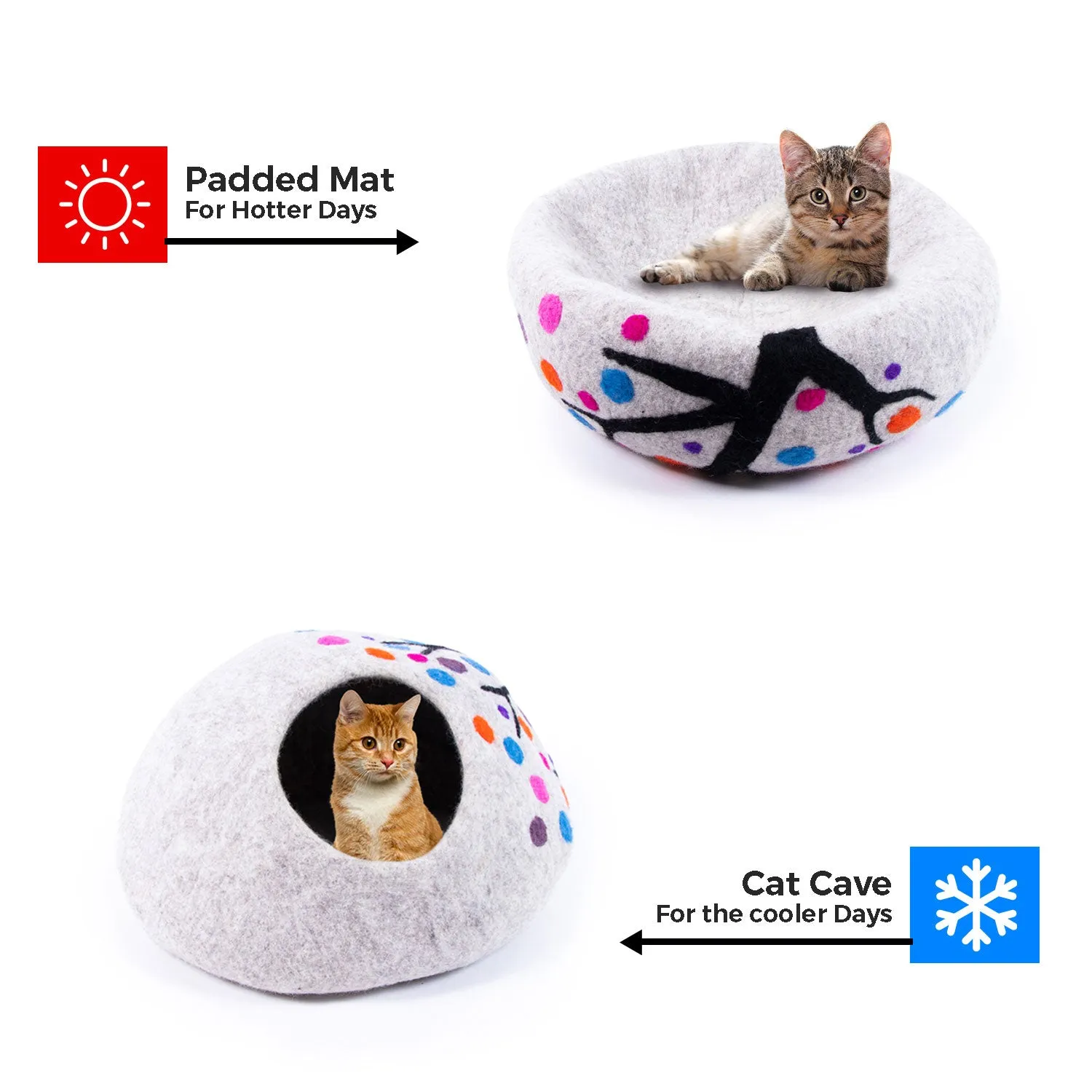 Cherry blossom felt cat cave/100% natural and safe felt cat cave