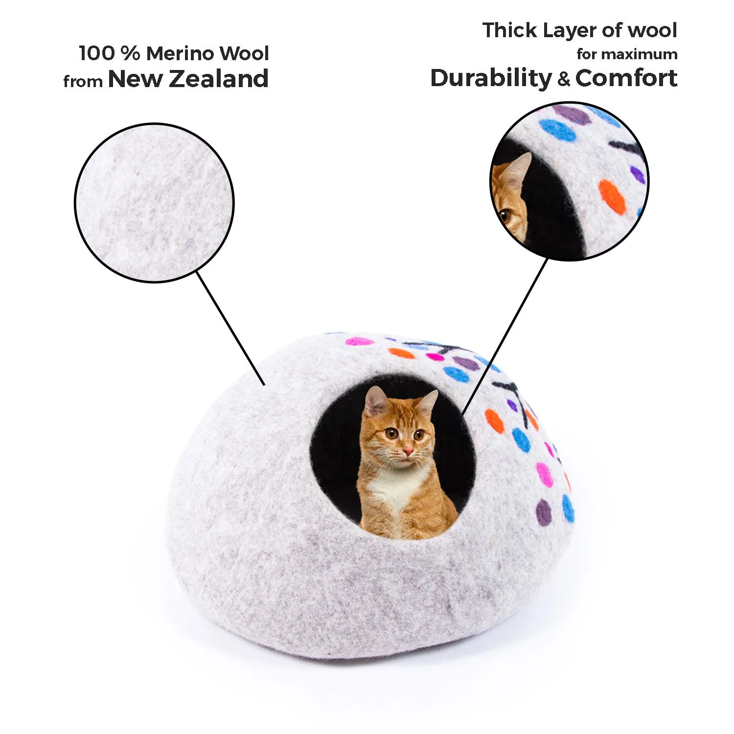 Cherry blossom felt cat cave/100% natural and safe felt cat cave