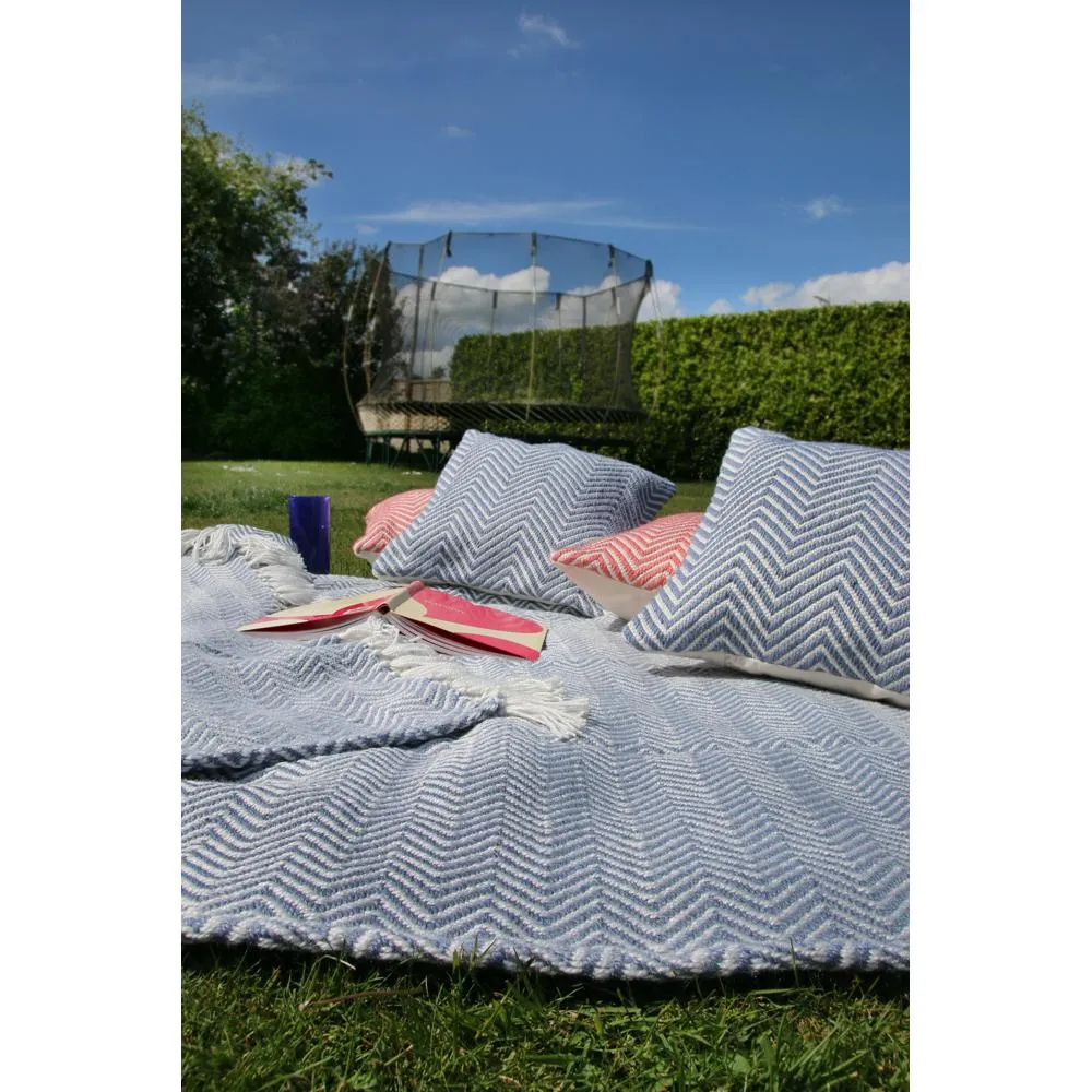 Herringbone Throw Denim Blue