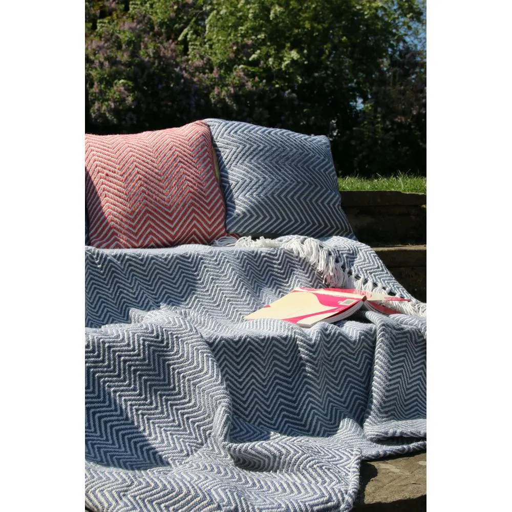 Herringbone Throw Denim Blue