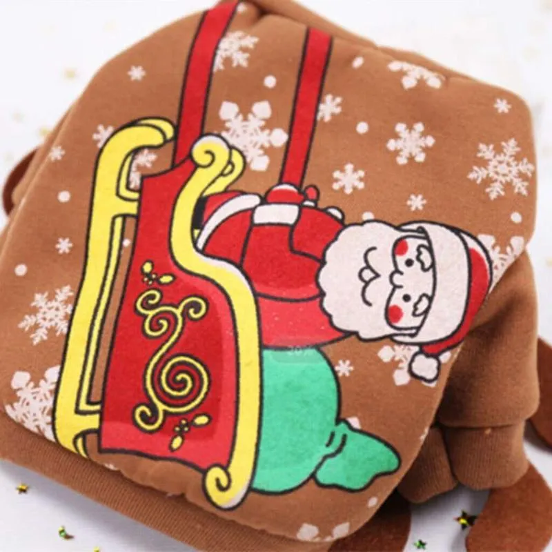 Holiday Pet Clothing - Reindeer Hoodie with Santa Sleigh for Dogs