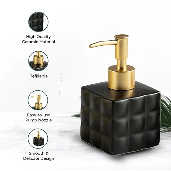 Homestic Liquid Soap Dispenser | Handwash Soap Dispenser | Soap Dispenser for Wash Basin | Shampoo Dispenser Bottle | Bathroom Dispenser Bottle | 220 ml | Black