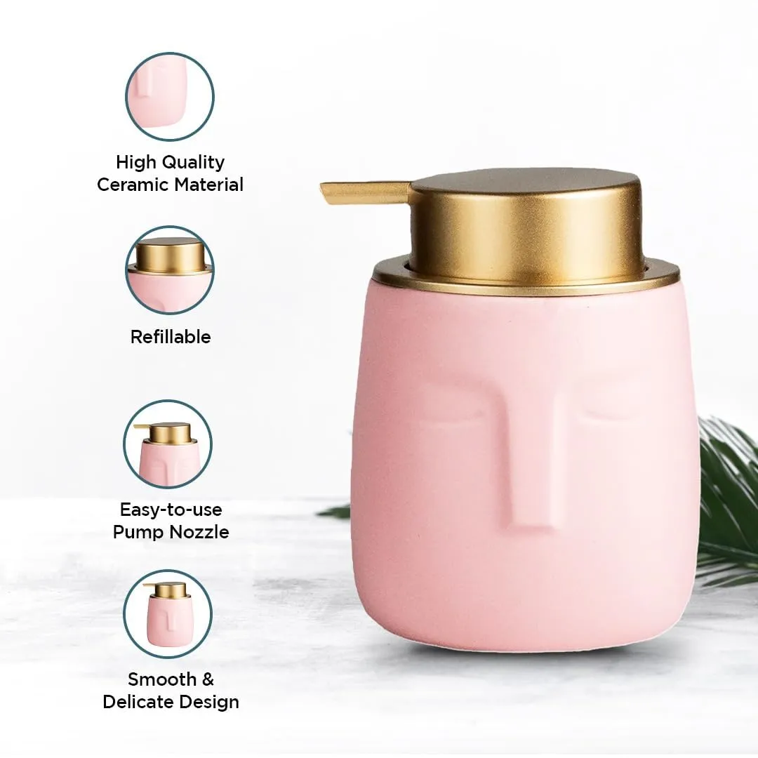 Homestic Liquid Soap Dispenser | Handwash Soap Dispenser | Soap Dispenser for Wash Basin | Shampoo Dispenser Bottle | Bathroom Dispenser Bottle | 3 Piece | 350 ml | ZX014PK | Pink