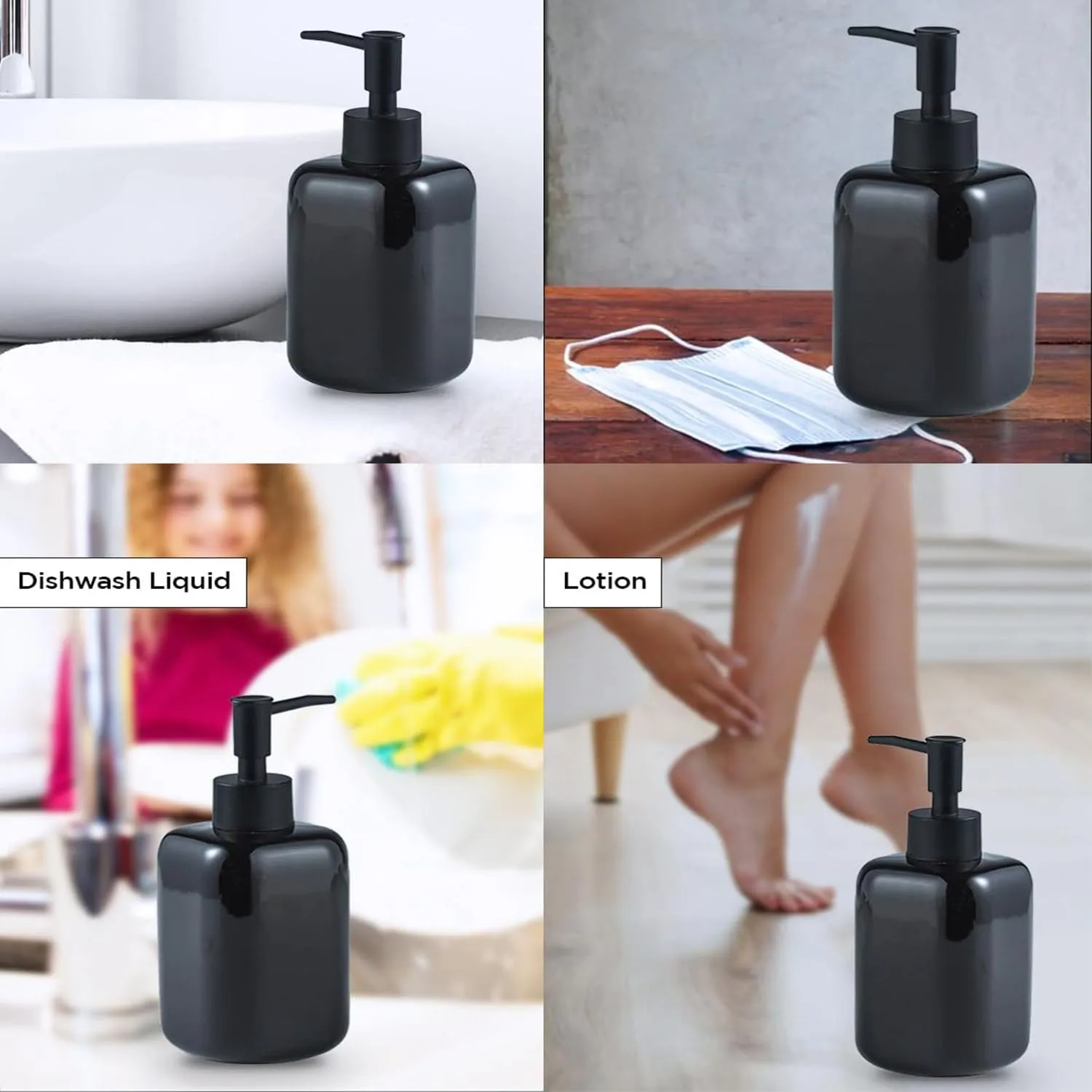 Homestic Liquid Soap Dispenser | Handwash Soap Dispenser | Soap Dispenser for Wash Basin | Shampoo Dispenser Bottle | Bathroom Dispenser Bottle | 300 ML | Black