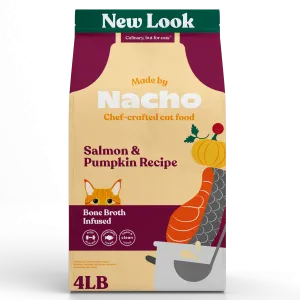 Made By Nacho Bone Broth Infused Kibble Sustainably Caught Salmon & Pumpkin Recipe Cat Food - 4 lb.