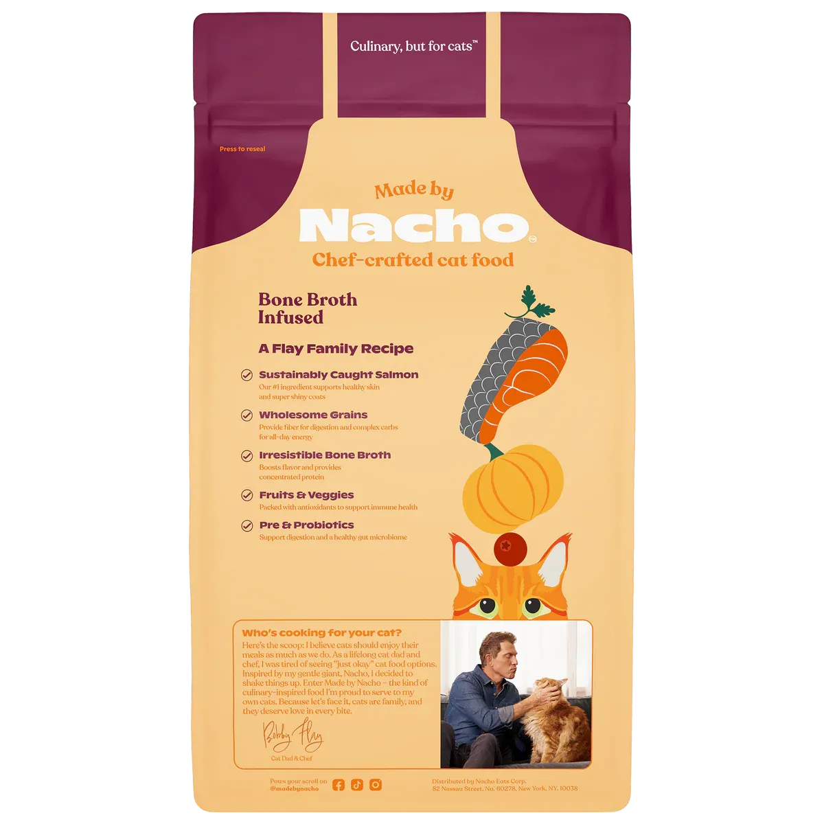 Made By Nacho Bone Broth Infused Kibble Sustainably Caught Salmon & Pumpkin Recipe Cat Food - 4 lb.