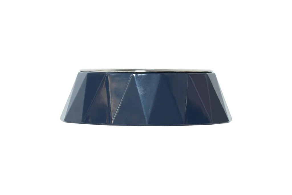 NEW! Mog and Bone Faceted Melamine Cat Bowl - Navy