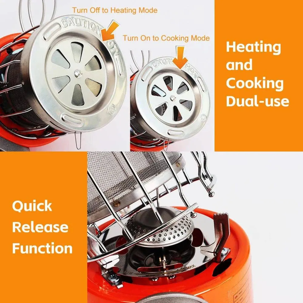 Portable 2000W Gas Heater Outdoor Camping Stove Heating Cooker Winter Heater Tent Stove for Ice Fishing Camping Hiking