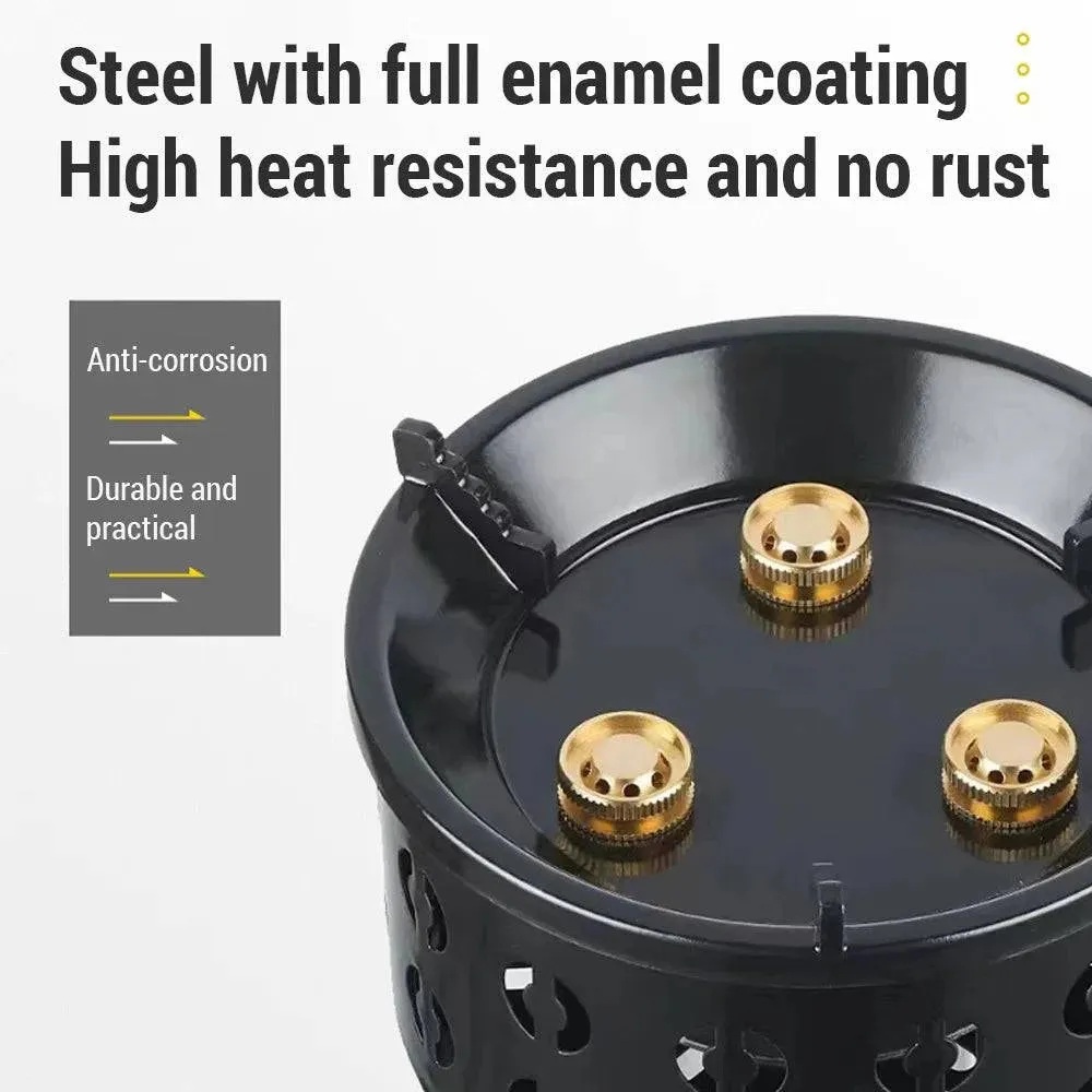 Portable Camping Stove Lightweight Gas Propane Coal Stove with Windproof Ring & All-copper Nozzle for Outdoor Cooking Picnic