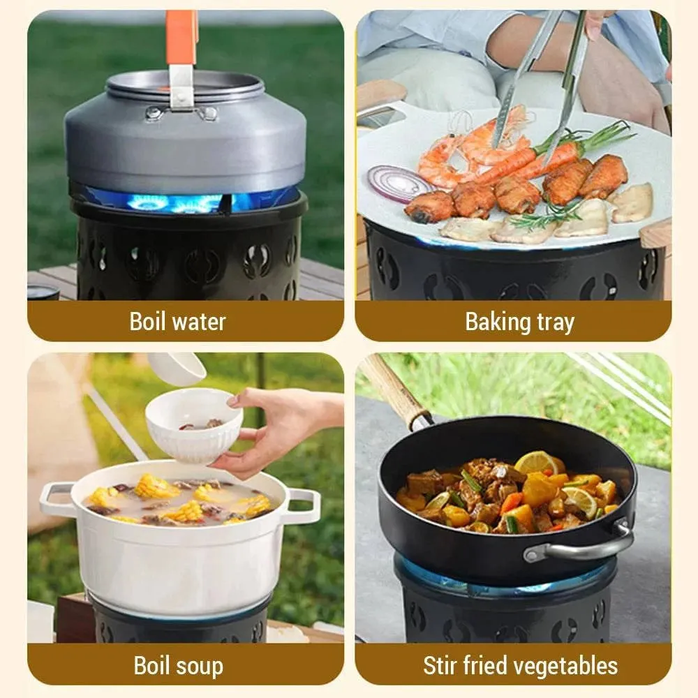 Portable Camping Stove Lightweight Gas Propane Coal Stove with Windproof Ring & All-copper Nozzle for Outdoor Cooking Picnic