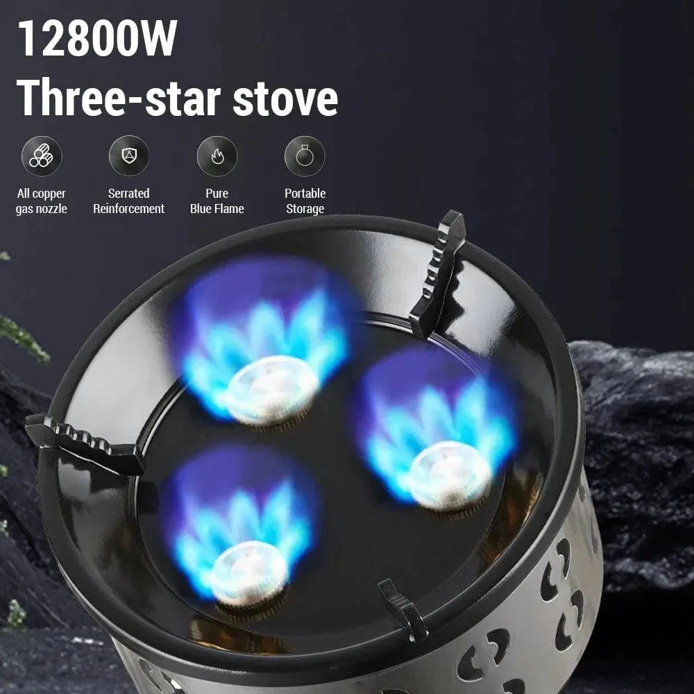 Portable Camping Stove Lightweight Gas Propane Coal Stove with Windproof Ring & All-copper Nozzle for Outdoor Cooking Picnic