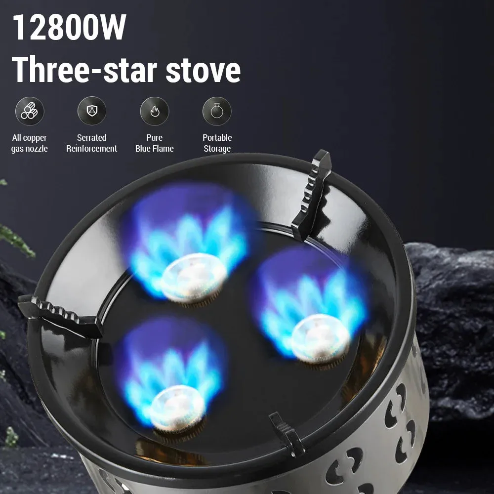 Portable Camping Stove Lightweight Gas Propane Coal Stove with Windproof Ring & All-copper Nozzle for Outdoor Cooking Picnic