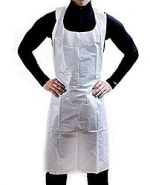 Prime Source 750072485 White Disposable Polyethylene Aprons, 28'' x 55'', 1.5 MIL, Smooth | Denson CFE