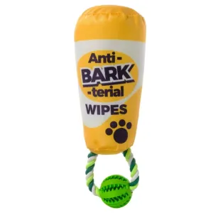 Pronk! Pets Pronk! anti-BARK-terial Wipes Bottle 14-Inch Durable Soft Plush Squeaky Rope Dog Toy