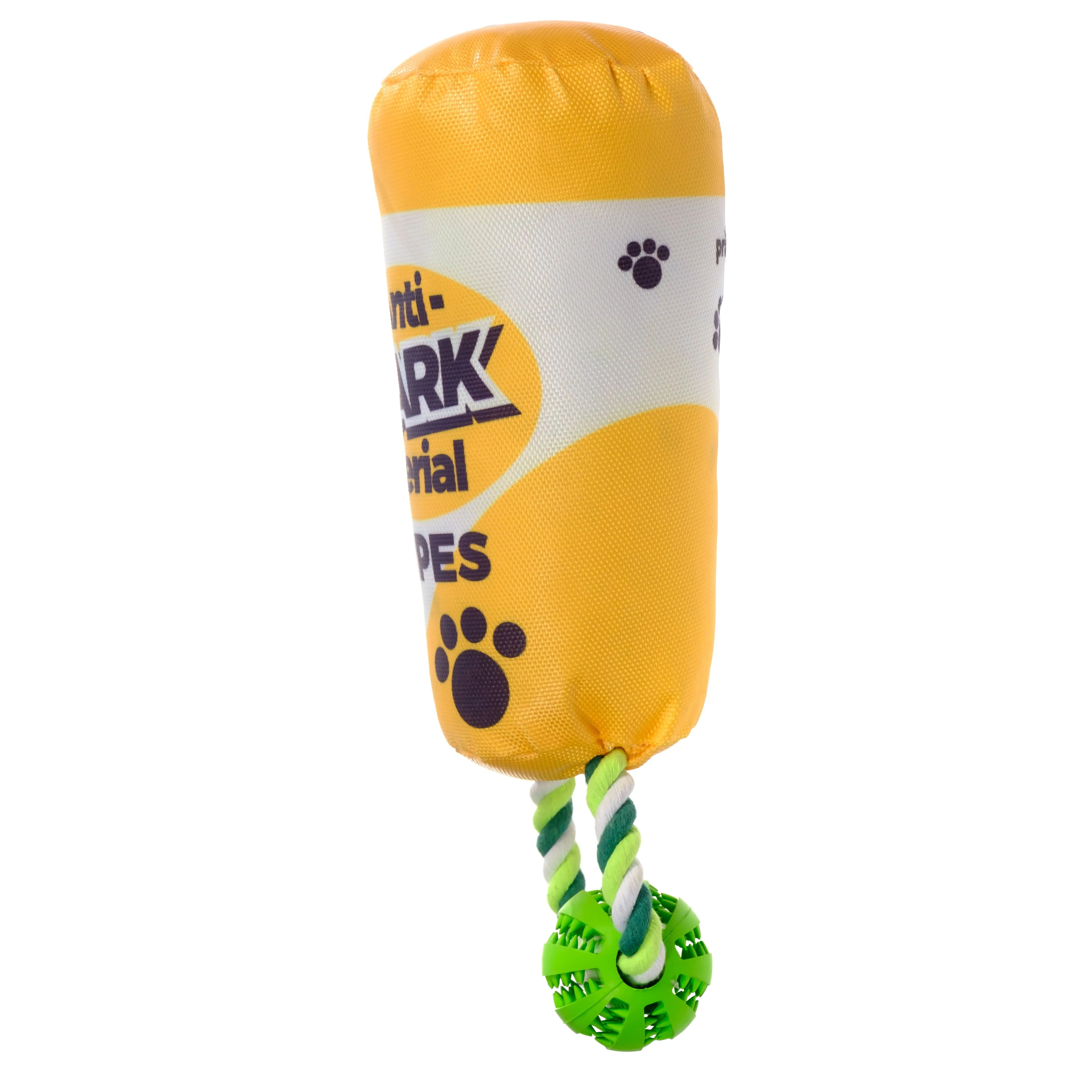 Pronk! Pets Pronk! anti-BARK-terial Wipes Bottle 14-Inch Durable Soft Plush Squeaky Rope Dog Toy