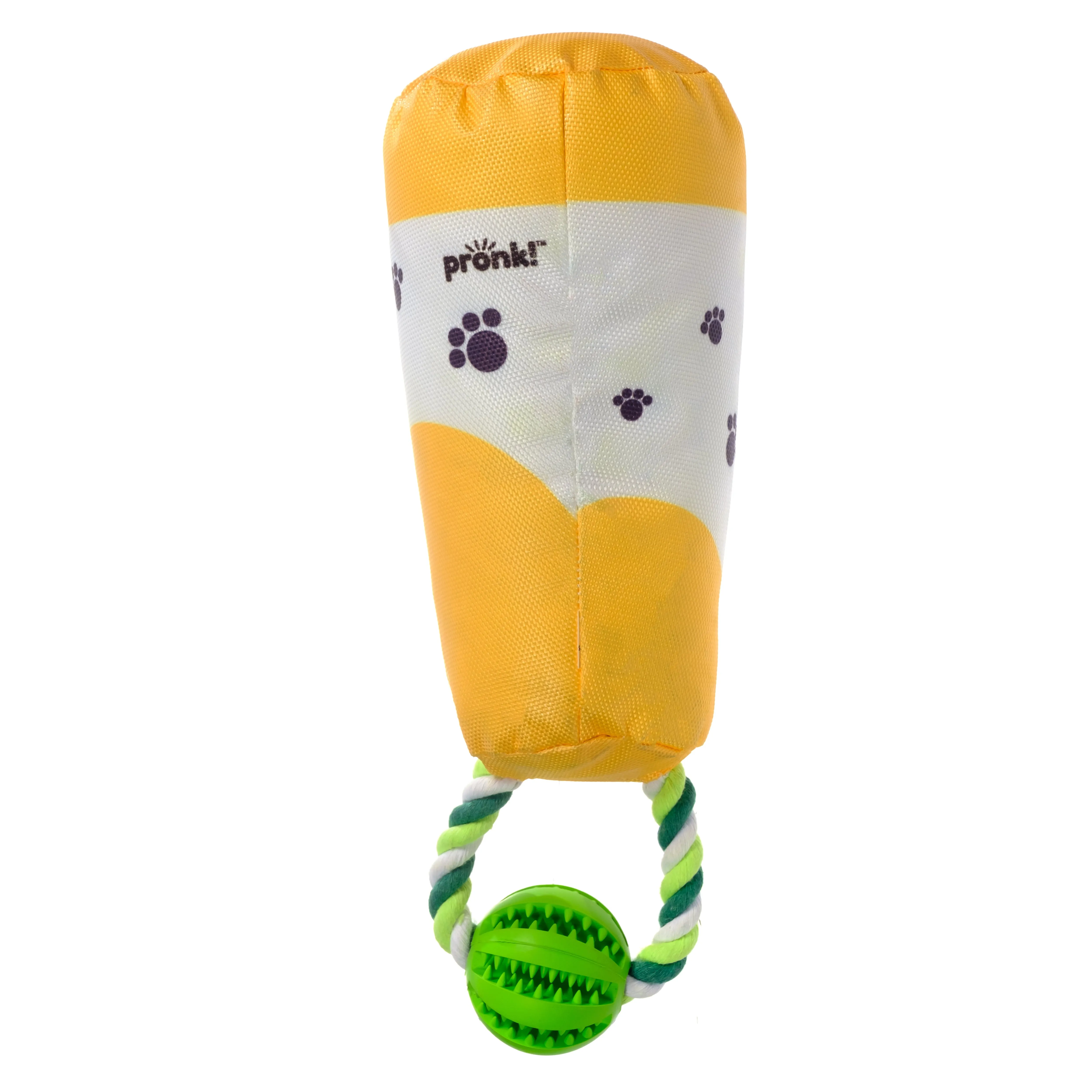Pronk! Pets Pronk! anti-BARK-terial Wipes Bottle 14-Inch Durable Soft Plush Squeaky Rope Dog Toy