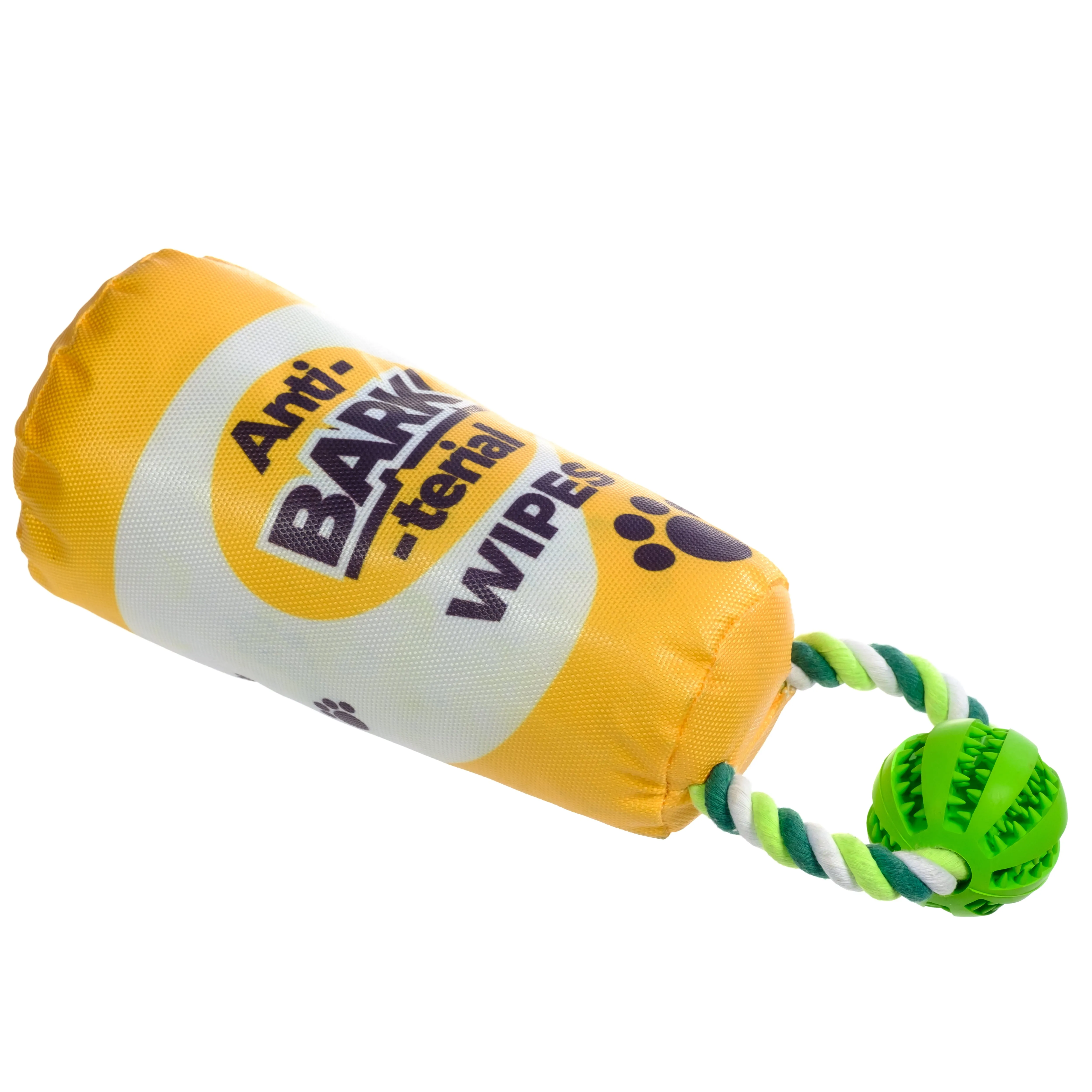 Pronk! Pets Pronk! anti-BARK-terial Wipes Bottle 14-Inch Durable Soft Plush Squeaky Rope Dog Toy