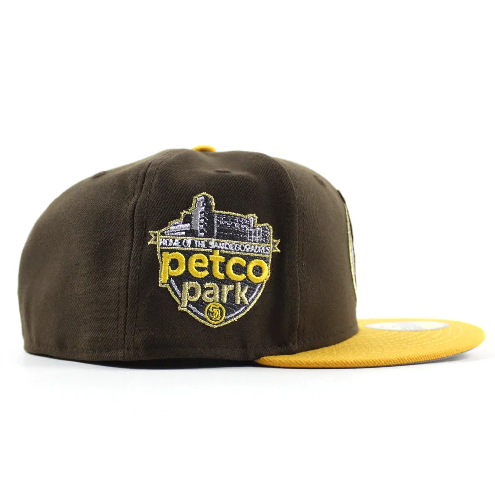 San Diego Padres Petco Park New Era 59Fifty Fitted Hat (Walnut Gold Gray Under Brim)