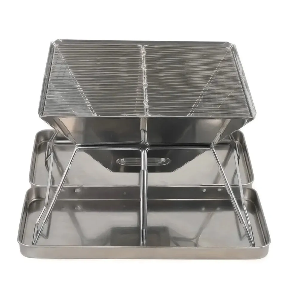 Stainless Steel Grate Barbecue Grill Folding Charcoal Grill for Outdoor Camping Backpacking Hiking Picnic