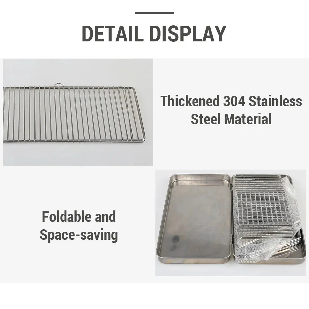 Stainless Steel Grate Barbecue Grill Folding Charcoal Grill for Outdoor Camping Backpacking Hiking Picnic