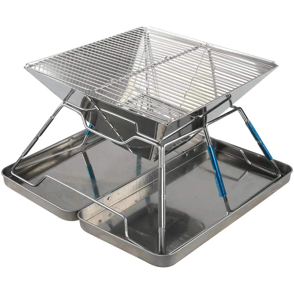 Stainless Steel Grate Barbecue Grill Folding Charcoal Grill for Outdoor Camping Backpacking Hiking Picnic