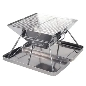 Stainless Steel Grate Barbecue Grill Folding Charcoal Grill for Outdoor Camping Backpacking Hiking Picnic