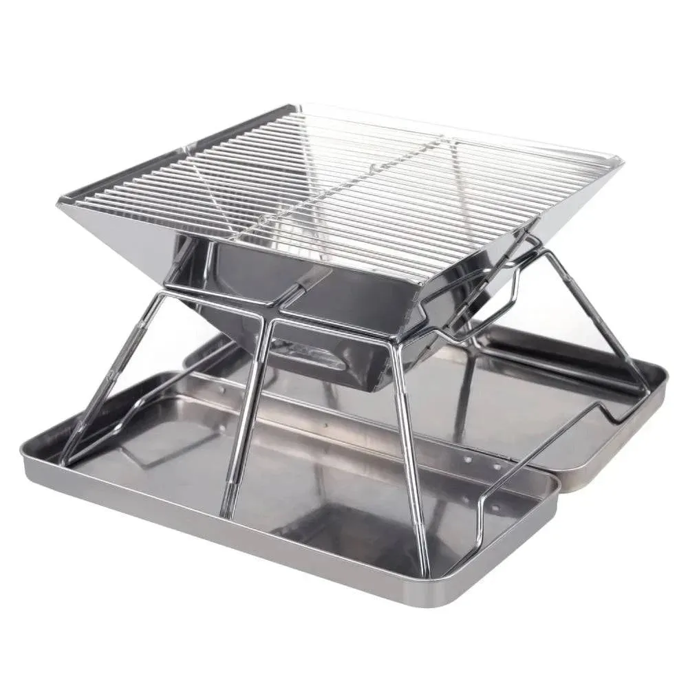 Stainless Steel Grate Barbecue Grill Folding Charcoal Grill for Outdoor Camping Backpacking Hiking Picnic