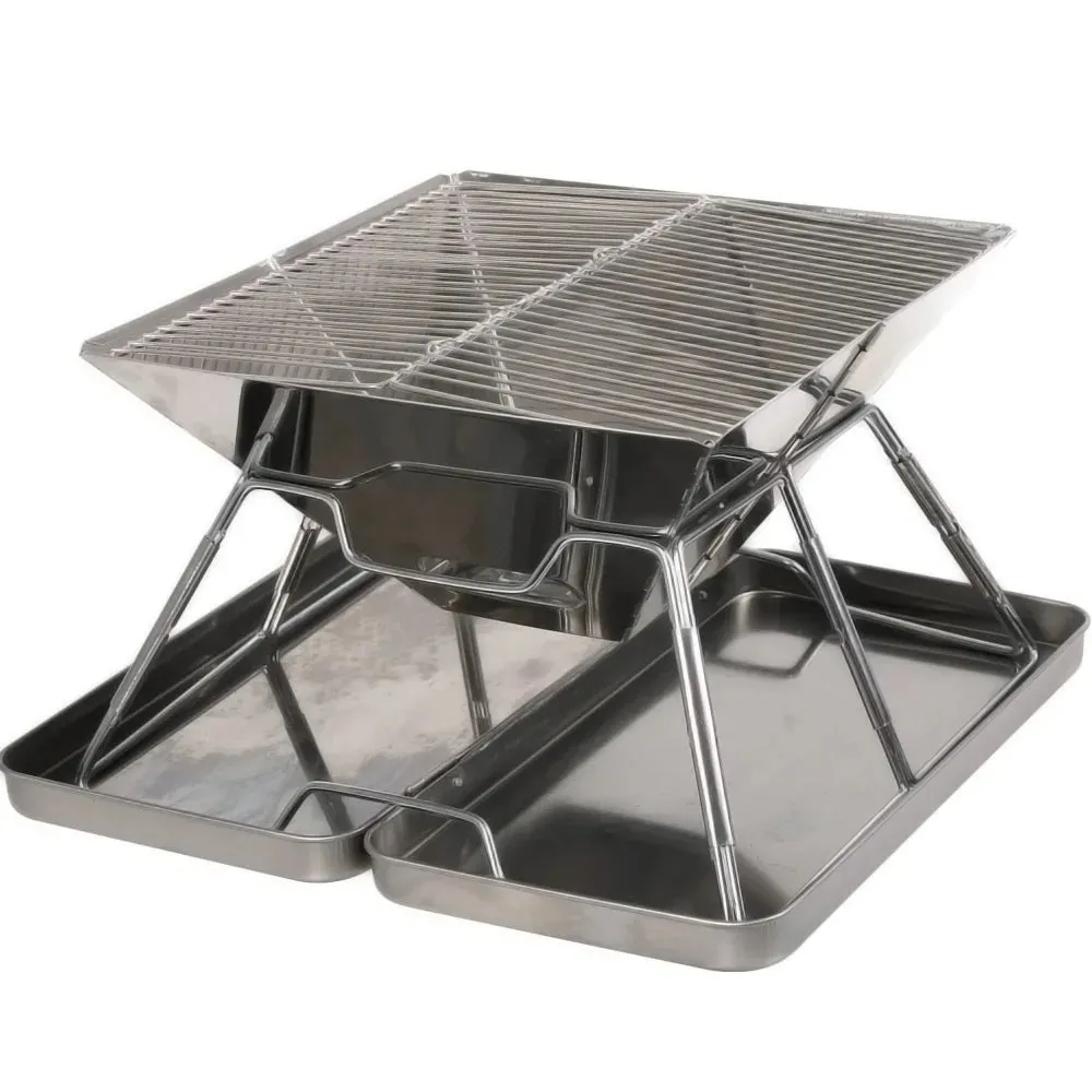 Stainless Steel Grate Barbecue Grill Folding Charcoal Grill for Outdoor Camping Backpacking Hiking Picnic