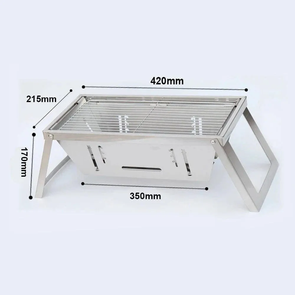 Stainless Steel Grate Barbecue Grill Folding Charcoal Grill for Outdoor Camping Backpacking Hiking Picnic