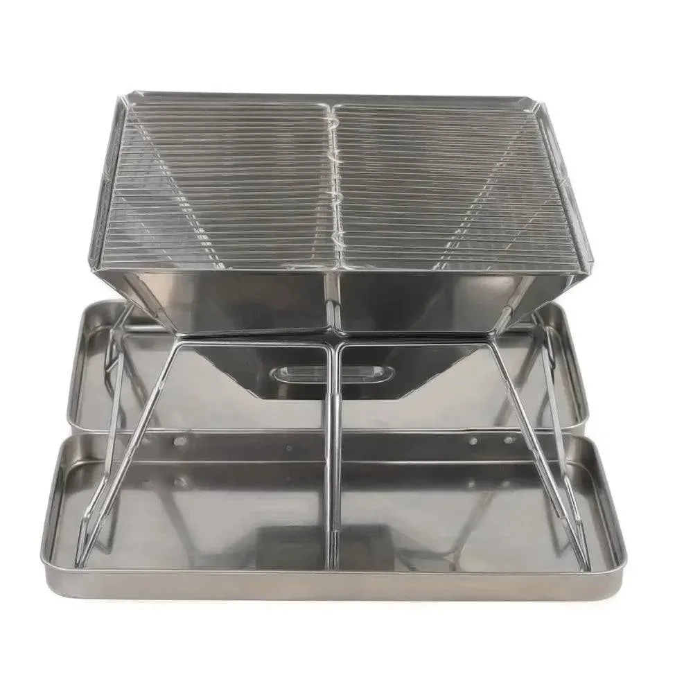 Stainless Steel Grate Barbecue Grill Folding Charcoal Grill for Outdoor Camping Backpacking Hiking Picnic
