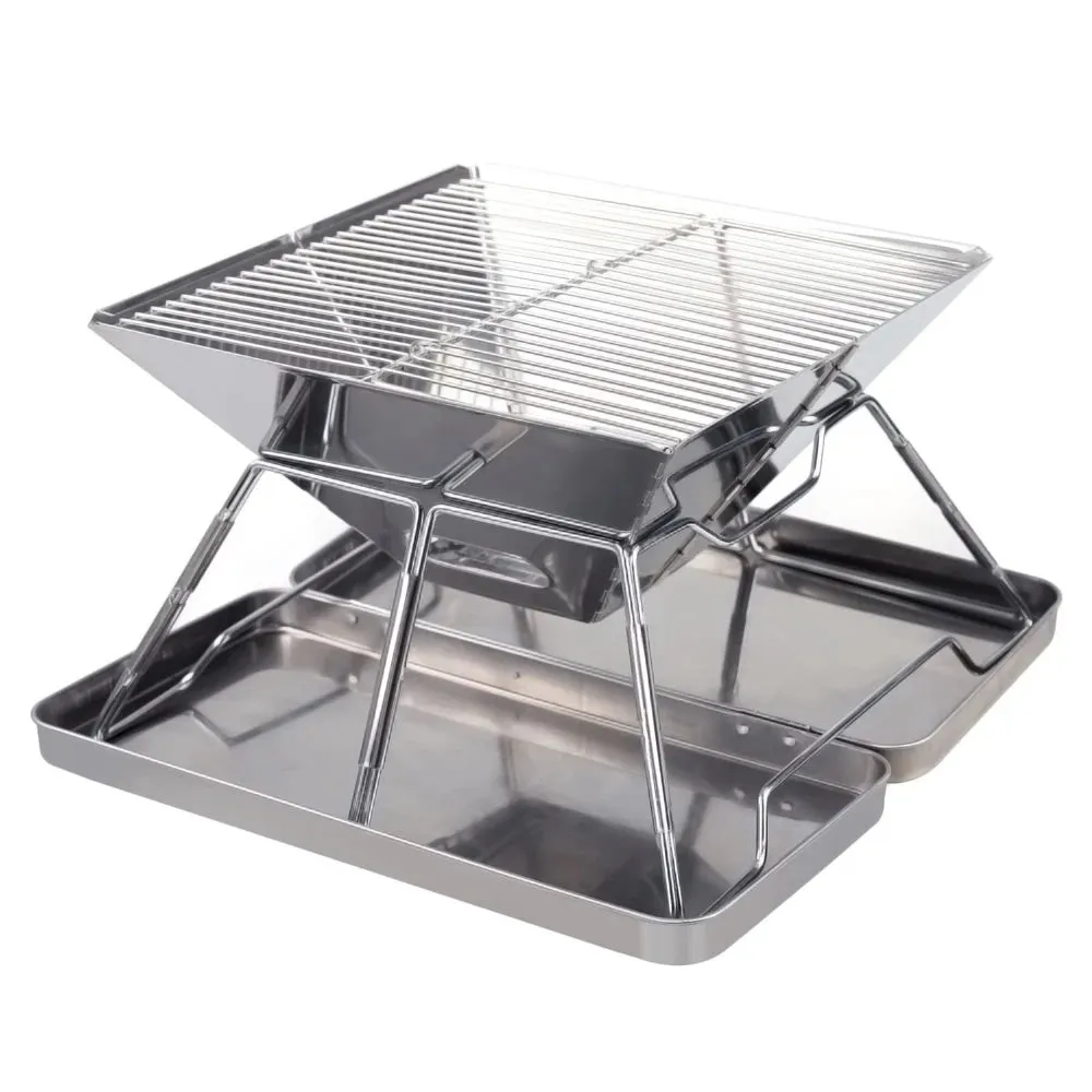 Stainless Steel Grate Barbecue Grill Folding Charcoal Grill for Outdoor Camping Backpacking Hiking Picnic