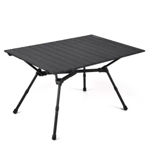 TOMSHOO Folding Camping Table Foldable Aluminum Camp Table with Mesh Basket & Adjustable Legs for Outdoor Picnic Backyard BBQ