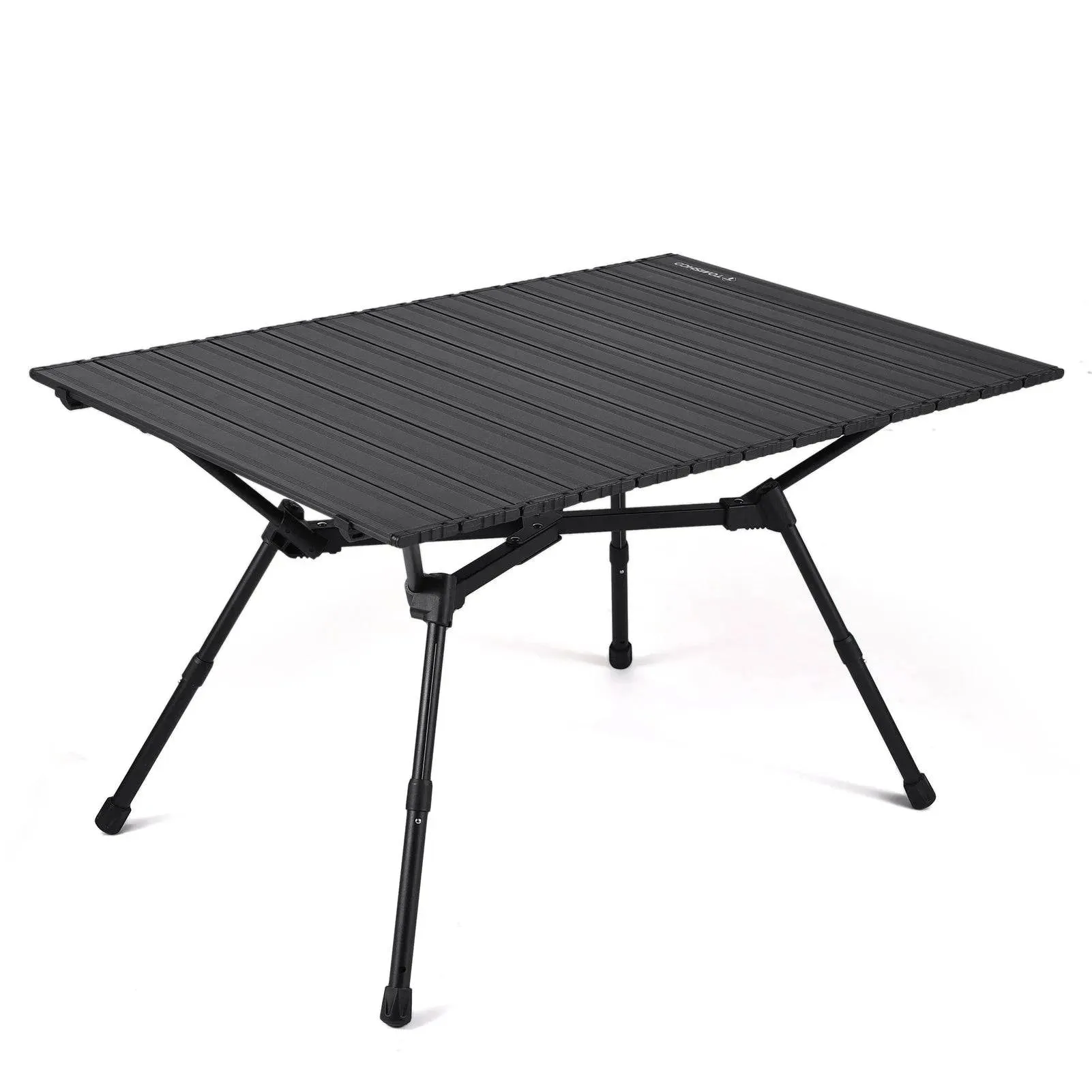 TOMSHOO Folding Camping Table Foldable Aluminum Camp Table with Mesh Basket & Adjustable Legs for Outdoor Picnic Backyard BBQ