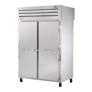 True STG2RPT-2S-2G-HC 52 5/8" Spec Series Stainless Steel and Aluminum Pass-Through Refrigerator Solid Front / Glass Back Door with PVC-Coated Shelves, 115v/1ph