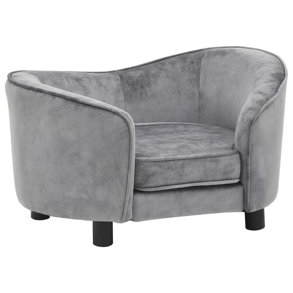 vidaXL Dog Sofa Gray 27.2"x19.3"x15.7" Plush - Comfortable Pet Furniture