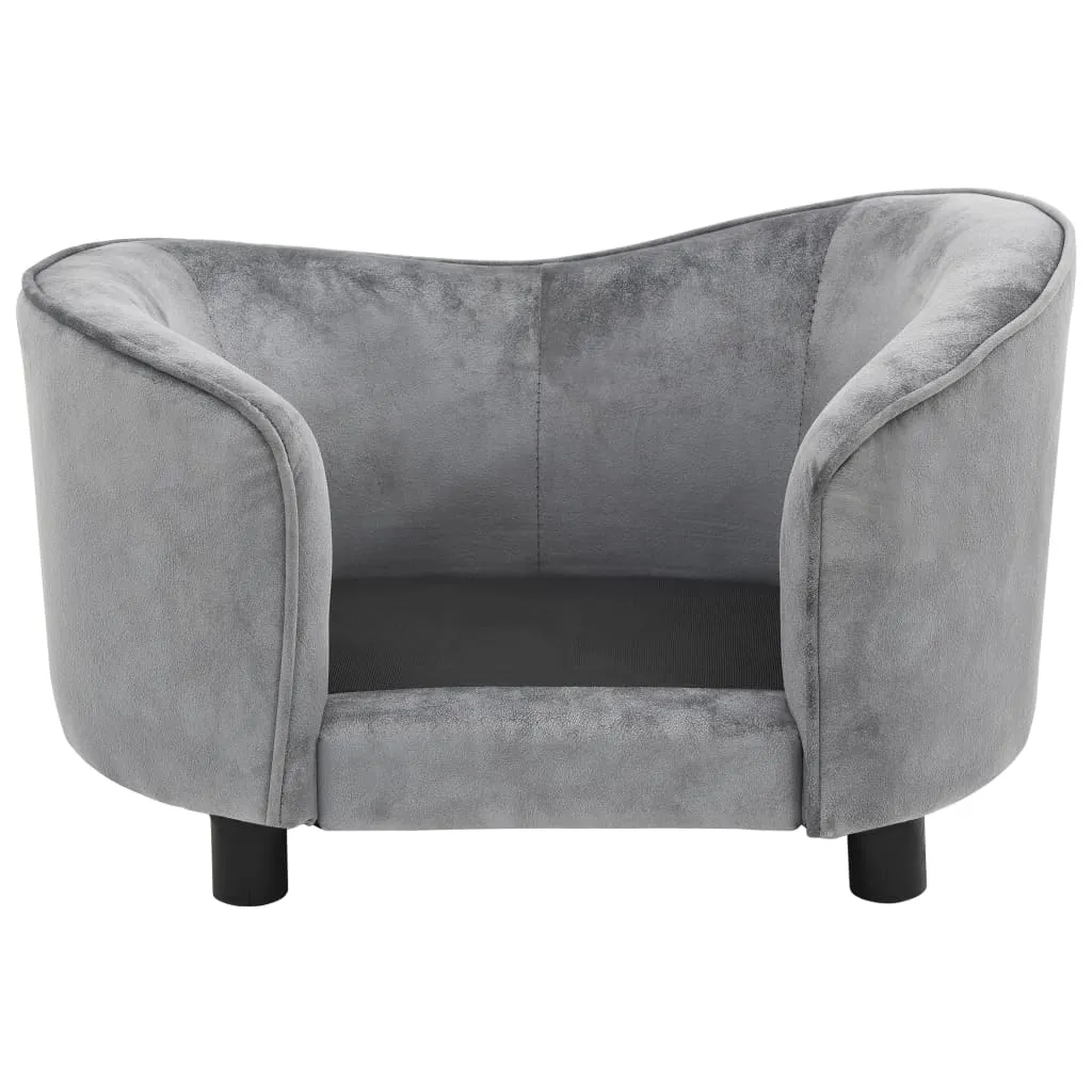 vidaXL Dog Sofa Gray 27.2"x19.3"x15.7" Plush - Comfortable Pet Furniture
