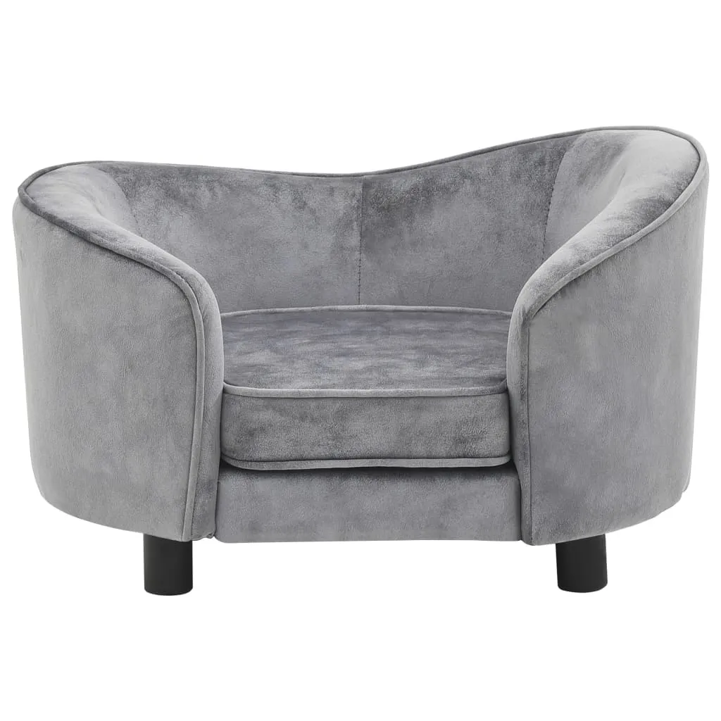 vidaXL Dog Sofa Gray 27.2"x19.3"x15.7" Plush - Comfortable Pet Furniture