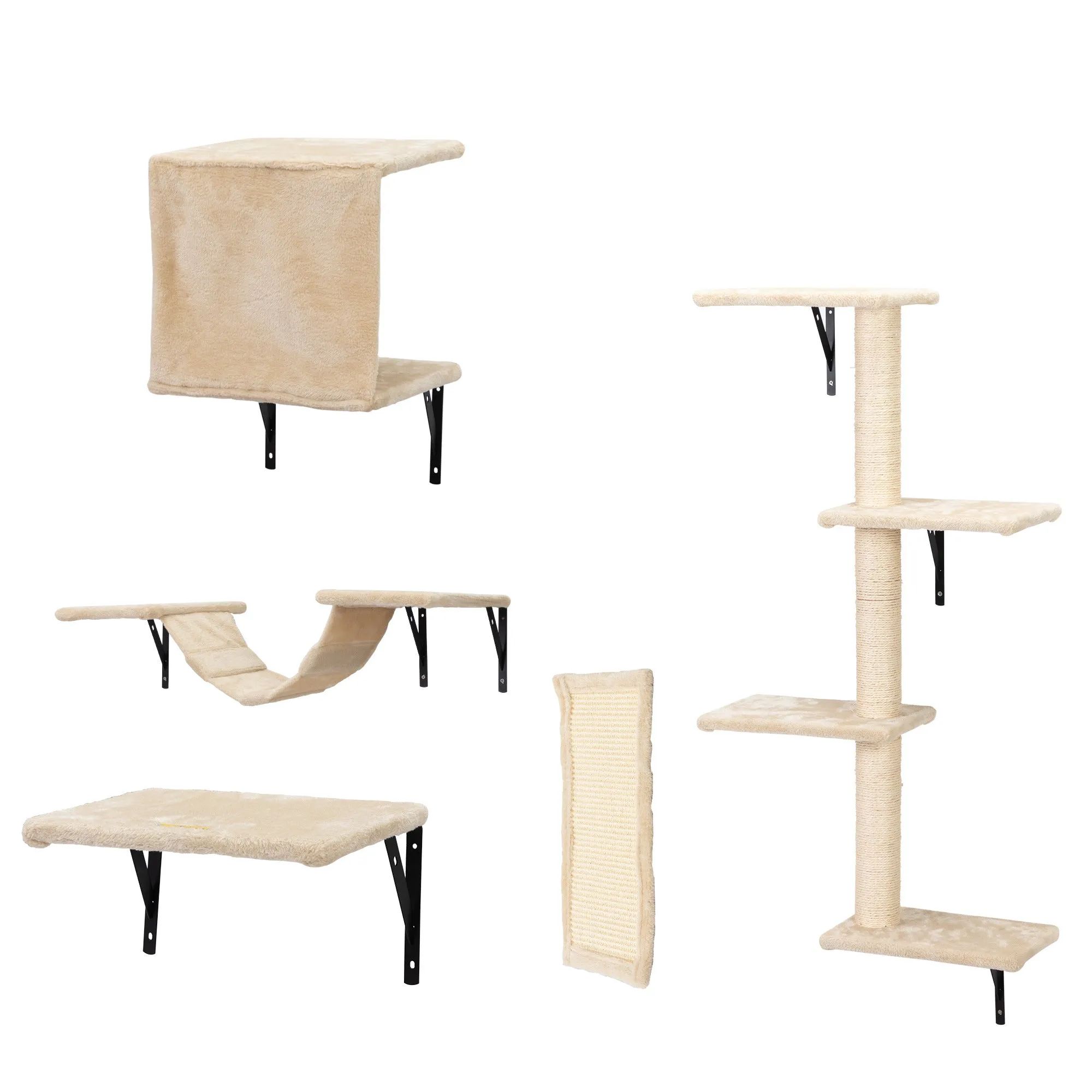 Wall Mounted Activity Tree with Scratching Post for Cats