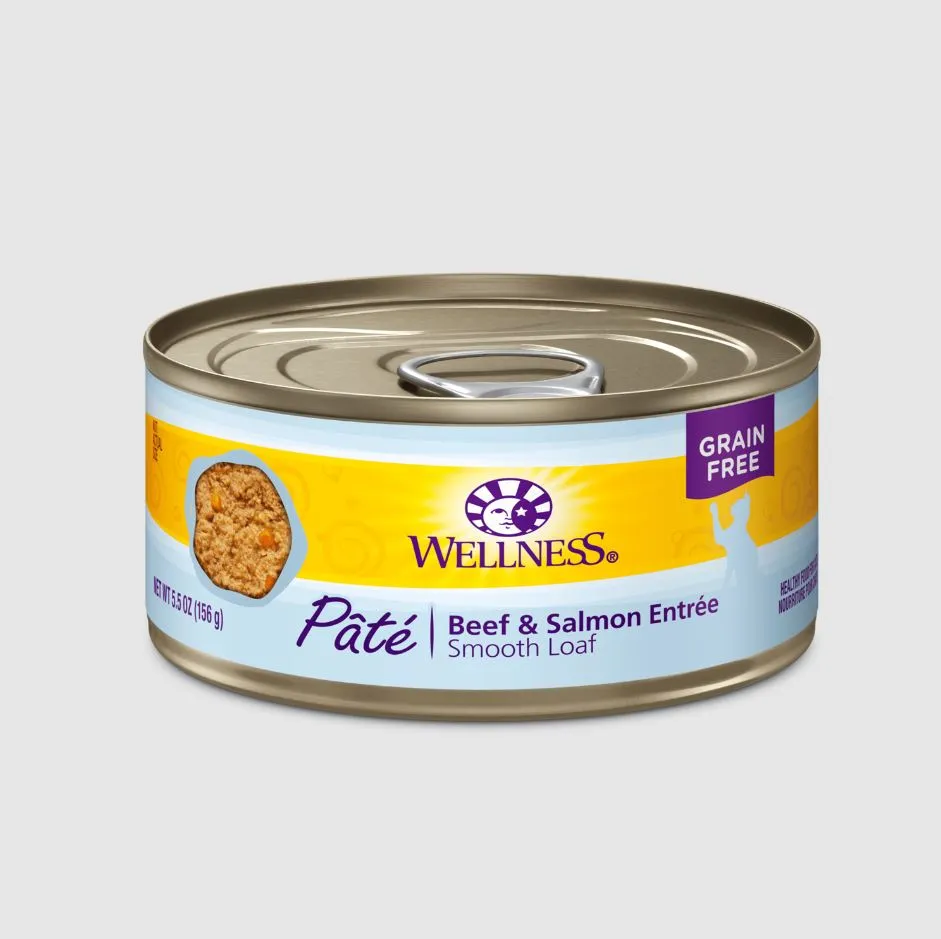 Wellness Canned Wet Cat Food - Beef/Salmon Pate